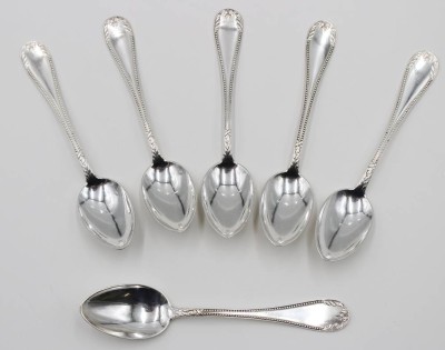 Auktion 364<br>6x Kaffeelöffel, 800er Silber, älter, 126,4gr., L-14,5cm [1]