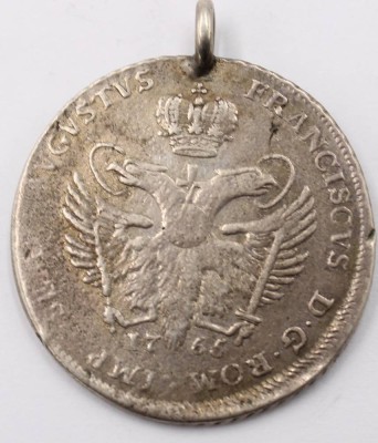 Auktion 364<br>Freie und Hansestadt Hamburg, 32 Schilling 1765, Silber, D-4 cm, ca. 19,1 gr, gehenkelt [1]