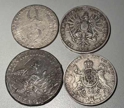Auktion 364<br>4x altdeutsche Silbermünzen, zus.70,5 gr, 18/19.Jhd [1]