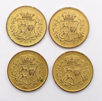 Auktion 364<br>4x 1 Dreiling-Scheidemünze 1850, Schleswig Holstein (87) [1]