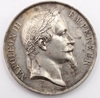 Auktion 364<br>Silbermedaille Frankreich 1867, Napoleon III, Industrie, D-4 cm, 36,3 gr. [1]
