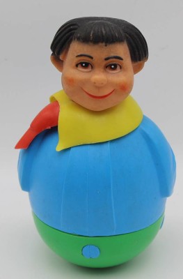 Auktion 364<br>vintage Stehaufmännchen mit Glocke, Kunststoff, H-17 cm [1]