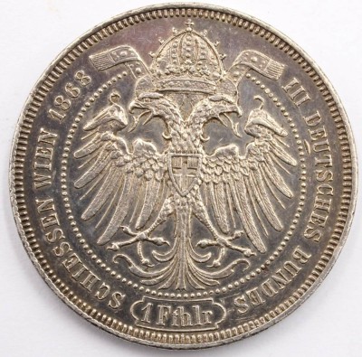 Auktion 364<br>Österreich Kaiserreich Franz Joseph I. Feinthaler 1868, auf das 3.Bundesschiessen in Wien, D-32,8 mm, ca. 17 gr. [1]