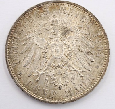 Auktion 364<br>5 Mark 1901, Georg, König von Sachsen D-3,8 cm, 28 gr [1]