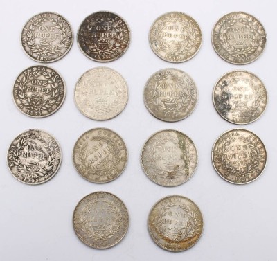 Auktion 364<br>14x One Rupie, India, King William und Queen  Victoria, Silber, ca. 162 gr [1]