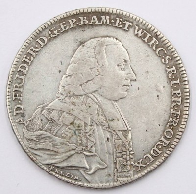 Auktion 364<br>Würzburg-Bistum, Taler  1761, Würzburg, Adam Friedrich von Seinsheim 1754-1779, [1]