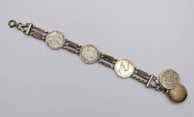 Auktion 364<br>Uhrenkette aus Münzen gefertigt, 1915, ca. L-23cm [1]