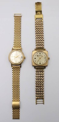 Auktion 364<br>2x div. Vintage-Armbanduhren, Glashütte, 1x Spezimaticm Werke laufen, Tragespuren [1]