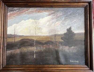 Auktion 364<br>Heinz Dodenhoff (1889-1981), Landschaft, Öl/Hartfaser, RG 90 x 69,5 cm, signiert, restau. bed. [1]