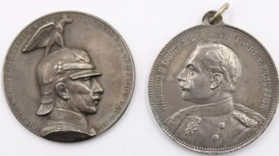 Auktion 364<br>2x Silber-Medaillen, Kaiser Wilhelm II, 1x -990-, militärisch [1]