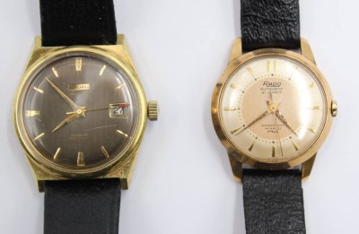 Auktion 364<br>2x Vintage-Herren-Armbanduhren, Rado und Bergana, je mit Automatic-Werken, laufen, Tragespuren, ca. D-3,5cm [1]