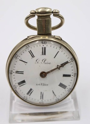 Auktion 364<br>engl. Spindel-Taschenuhr, G.Prior London, 19. Jhd., Werk läuft, D-5cm [1]