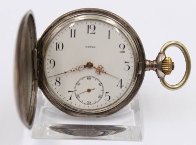 Auktion 364<br>Herren-Taschenuhr, OMEGA, 800er Silbergehäuse, Kronenaufzug, Werk läuft, D-4,2cm [1]