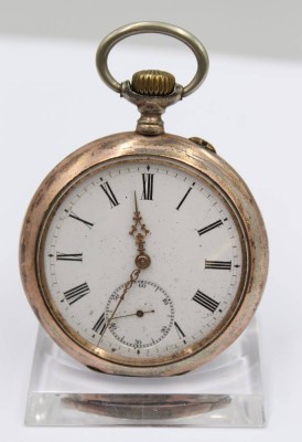 Auktion 364<br>Taschenuhr, 19. Jhd., Silbergehäuse, Kronenaufzug, Werk steht, D-4cm [1]