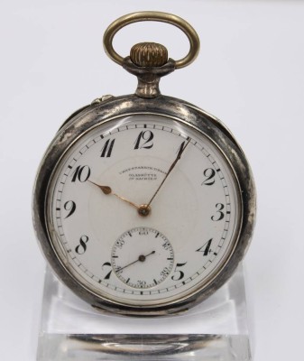 Auktion 364<br>Taschenuhr, Uhrenfabrik Union Glashütte, 800er Silber-Gehäuse, Kronenaufzug, Werk defekt, D-4,5cm [1]