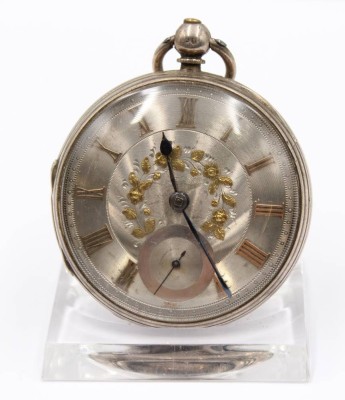 Auktion 364<br>engl. Spindel-Taschenuhr um 1850, Sterling, Schlüsselwerk läuft, ca. D-4,5cm [1]