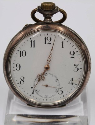 Auktion 364<br>Taschenuhr um 1900, 800er Silbergehäuse, Kronenaufzug, Werk defekt (rostig), D-5cm [1]
