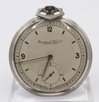 Auktion 364<br>Art-Déco Taschenuhr, IWC Schaffhausen, Kronenaufzug, Werk läuft, guter Zustand, D-5cm [1]