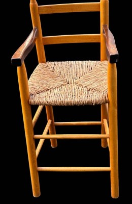 Auktion 364<br>Kinder Hochstuhl, Holz mit Geflecht, guter Zustand, H-85 cm, Sitzhöhe 52 cm [1]