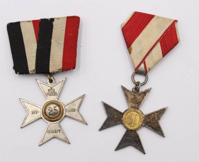 Auktion 364<br>2x Treue Kreuze, 25 und 50 J., beide am Band [1]