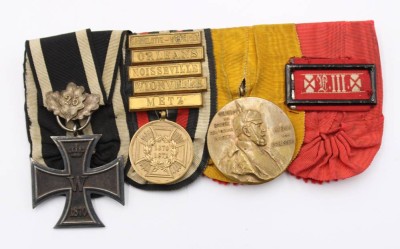 Auktion 364<br>Ordenspange, 1. WK, 3 Orden u.a. EK 2. Kl. sowie 5 Gefechtsspangen [1]