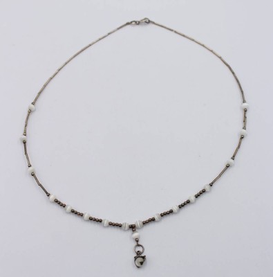 Auktion 364<br>Silber-Collier-Kette, 925er, Glasperlen, ca. L-41cm, ca. 4,6gr. [1]