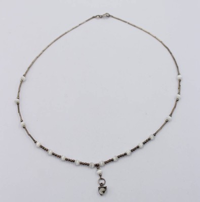 Auktion 366<br>Silber-Collier-Kette, 925er, Glasperlen, ca. L-41cm, ca. 4,6gr. [1]