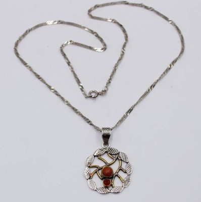 Auktion 364<br>925er Anhänger mit Koralle an 925er Kette, zus. ca. 9,4gr., L-50cm  Anh. L-4cm [1]