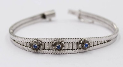 Auktion 364<br>800er Silber-Armband,  3 blaue Steine (Saphire?), ca. 23,6gr., L-20cm [1]