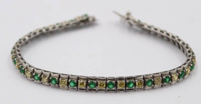 Auktion 364<br>Armband, 925er Silber, gelbe und grüne Steine, 15,5gr., L-ca. 20 [1]