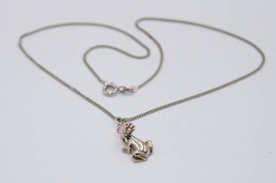Auktion 364<br>Kette mit Froschanhänger, 925er Silber, ca. 3,5gr., L-38cm Anh. L-2,2cm [1]