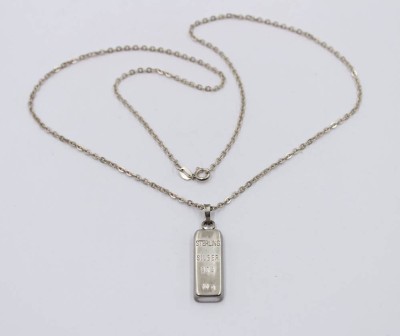 Auktion 364<br>Anhänger Sterling Barren an 925er Kette , zus. ca. 13gr., ca. L-49cm Anh. L-3,5cm [1]