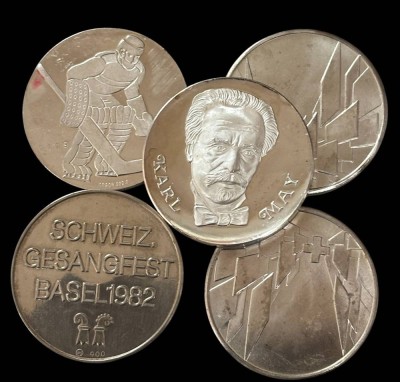 Auktion 364<br>5x Silbermedaillen, Schweiz, zus. 76 gr [1]