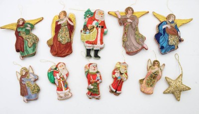 Auktion 364<br>11x älterer figürl. Christbaumschmuck, Stoff, ca. L-15cm [1]