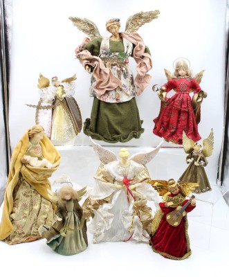 Auktion 364<br>9x div. Weihnachtsengel, einige aus Wachs, ca. H-41 bis 15cm [1]