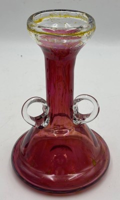 Auktion 364<br>Kunstglasvase mit Griffen von Erwin Eisch, 1970er,  H-24 cm, D-15 cm [1]