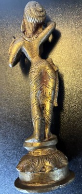 Auktion 364<br>Bronze Tempeltänzerin mit Handspiegel? Indien, älter, H-14 cm [1]