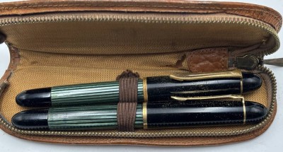 Auktion 364<br>2x vintage Pelikan Füller, beide mit Goldfeder-585-, in alten Etui [1]