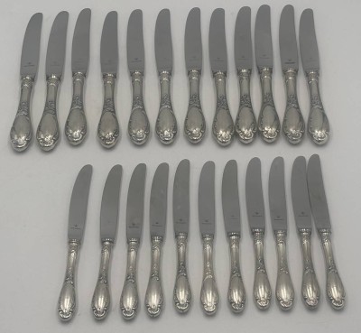 Auktion 364<br>12x grosse, 11x kleine Messer mit Silbergriff _800- Wilkens, guter Zustand, L-17,5 und 21 cm, zusammen 1,64 kg [1]