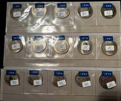 Auktion 365<br>15x 5 und 10 Mark Münzen,DDR, 70-90-er Jahre [1]