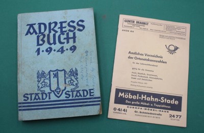 Auktion 365<br>Adressbuch  Stade von 1949 sowie Verzeichnis der Ortsnetzkennzahlen von 1971 Stade und Umzu [1]