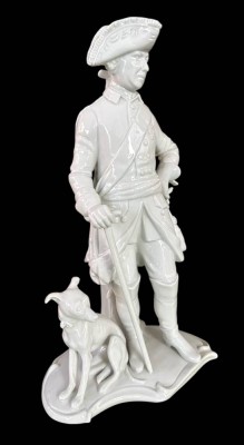 Auktion 365<br>gr. Figur -Der alte Fritz mit Windhund ,Kämmerer-Volkstedt, weiss, H-28 cm [1]