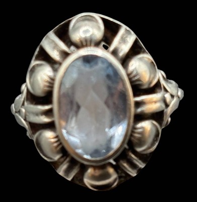 Auktion 365<br>Silberring-835- mit hellblauen Stein, RG 57, 3,6 gr [1]