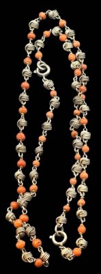 Auktion 365<br>Silber-835- Halskette und Armand, älter, mit Korallekugeln, Armband 19 cm, Kette L-36 cm, zusammen ca. 55 cm [1]
