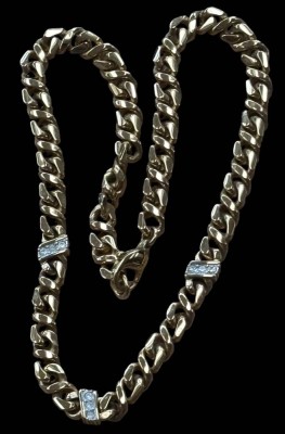 Auktion 365<br>massive vergoldete Kette mit klaren Steinen, L-44 cm, 51,7 gr [1]