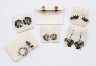 Auktion 365<br>6 Paar div. Ohrschmuck, Silber, ca. L-3,5cm [1]