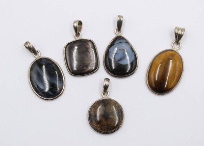 Auktion 365<br>5x div. Ketten-Anhänger, Steinbesatz, Silbermonturen, ca. L-4cm [1]