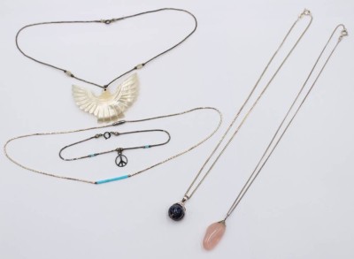 Auktion 365<br>Konvolut div. Ketten und ein Armband, Silber, 1x Perlmuttanhänger, ca. L-42cm [1]