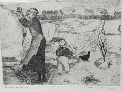 Auktion 365<br>Liesel OPPEL (1897-1960) , 2 Aquatinta Radierungen von,  gleich gerahmt, RG 33x40 cm [1]