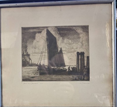 Auktion 365<br>Otto THÄMER (1892-1975), betitelte grosse  Radierung, Nr. 48/50, ger/Glas, RG  33x37 cm [1]